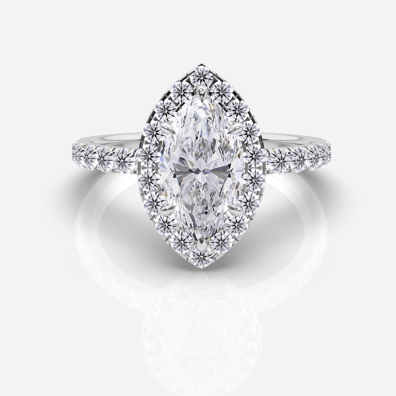 Juliette Halo and Diamond Shoulders Marquise